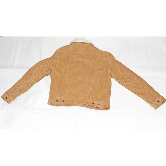 Levi’s Womens Corduroy Cropped Tan Sherpa Fleece Lined Trucker Jacket Size Small - Picture 4 of 9